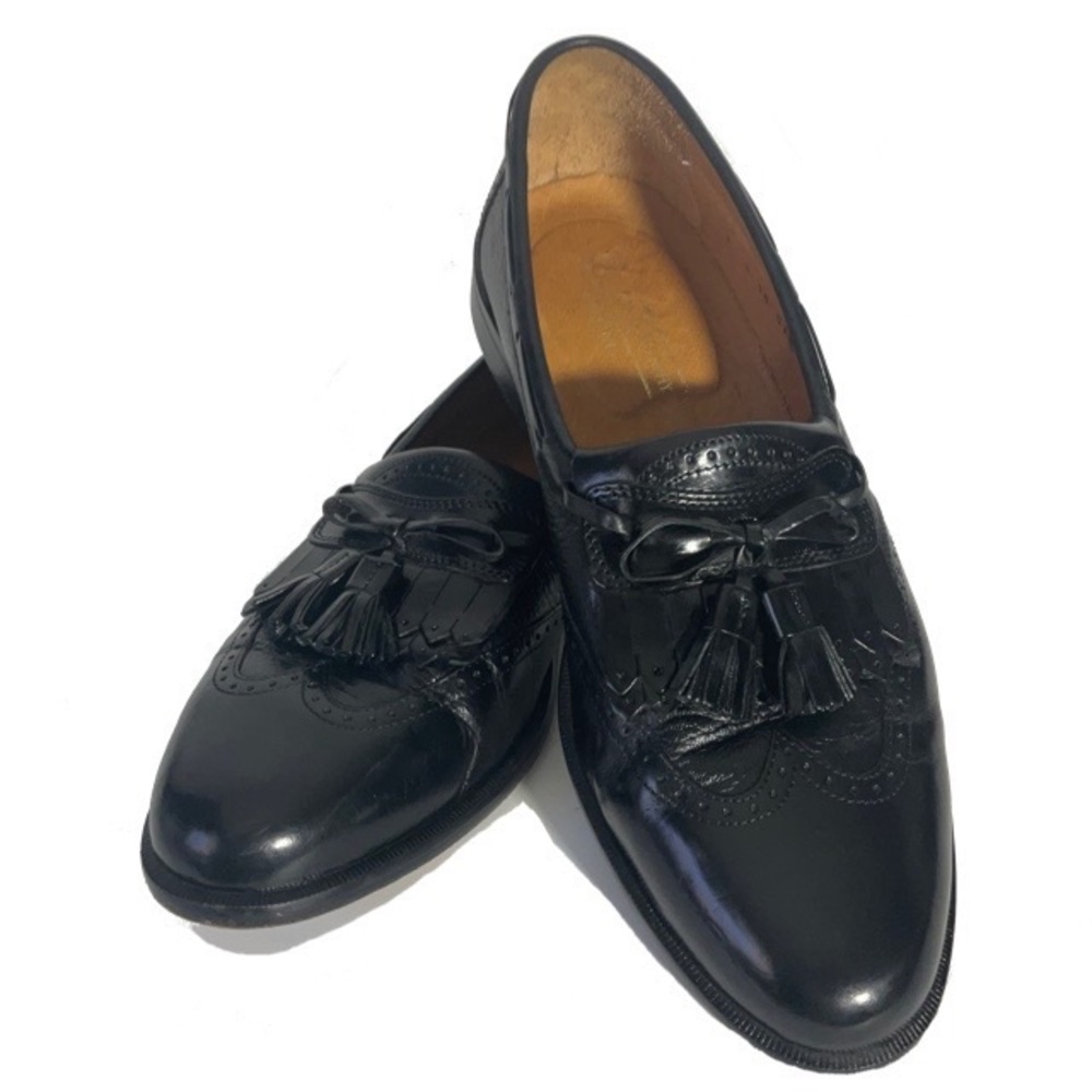 Johnston & Murphy Men’s Cellini Black Leather Loafers Kiltie Tassel Slip-On Sz9M